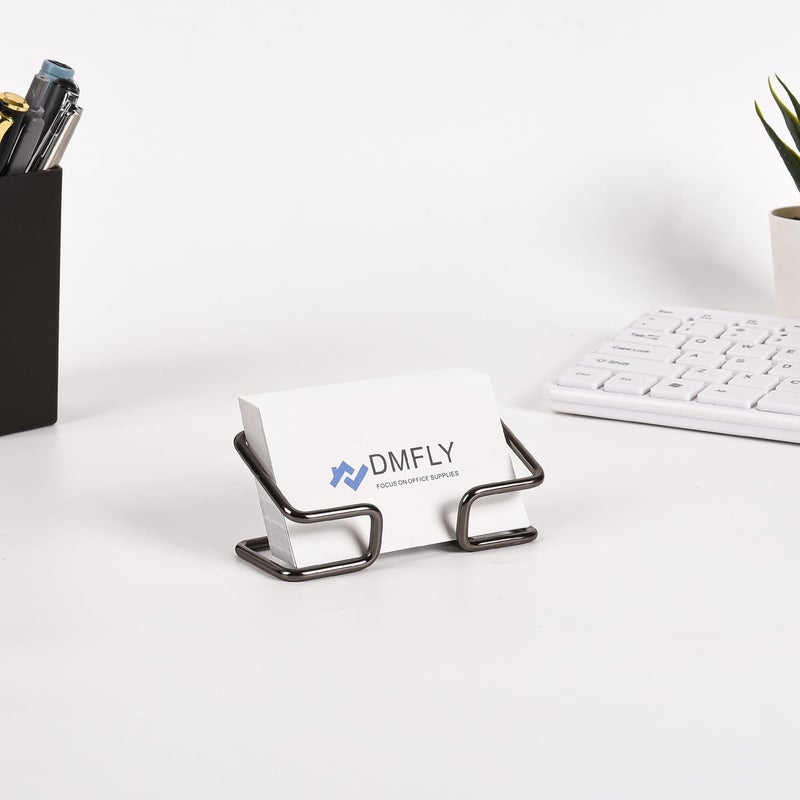 DMFLY Metal Business Card Holder for Desk, Cute Card Display Stand, Compatible with Various Countertops, Black - Image 3